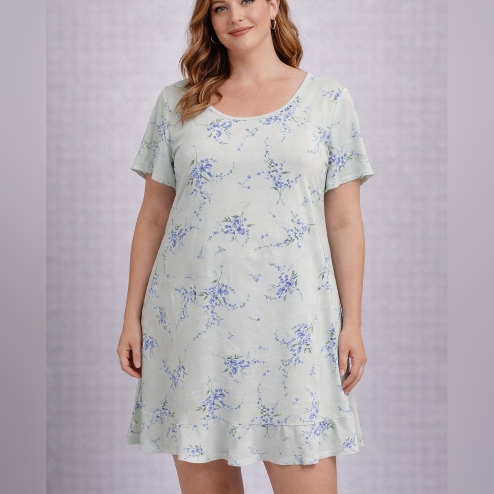 Mint Dress with Purple Florals. Size 14